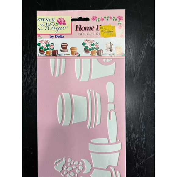 90s Vintage- Stencil Magic By Delta- Geraniums Pots No. 95 138 0012 NWT craft - Picture 5 of 6